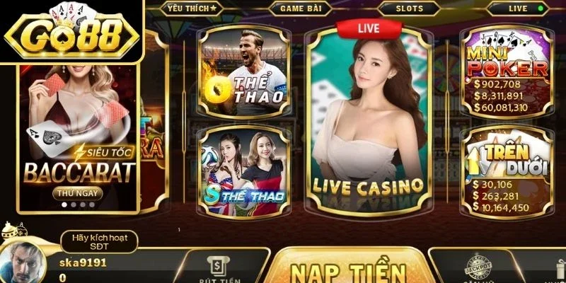 Casino Online Go88 Cho Trải Nghiệm Giải Trí Chất Lượng 1 Giới thiệu sơ lược về sảnh trải nghiệm casino online